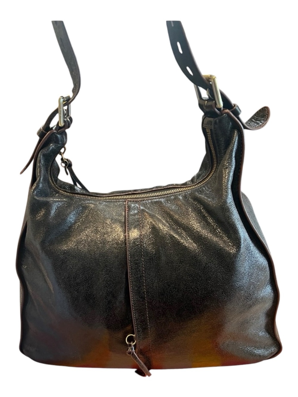 HOBO Black Vintage Hide Leather Bridge Shoulder Bag - EUC